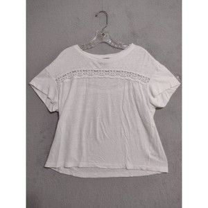 PAIGE 100% Linen Top Crochet Lace Trim White Women's Size M Shirt